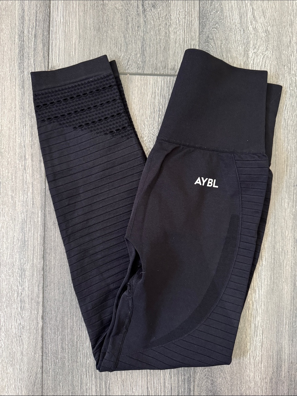 AYBL Black Ribbed High-Waist Leggings